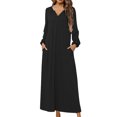 thumbnail image 1 of Mialoley Women Spring Autumn Long Nightgown Solid Color Long Sleeve Button Sleepwear Pajama Dress, 1 of 6