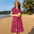 thumbnail image 4 of Balery Pink Glitter Vestidos sueltos de manga corta para mujer, vestidos de verano 2025, vestidos casuales de corte A con vuelo., 4 of 6