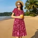thumbnail image 4 of Fotbe Pink Glitter Vestido Largo de Moda para Mujer, Vestido Tipo Camiseta con Manga Corta y Estilo Casual a Rayas y Bloques de Color, 4 of 6