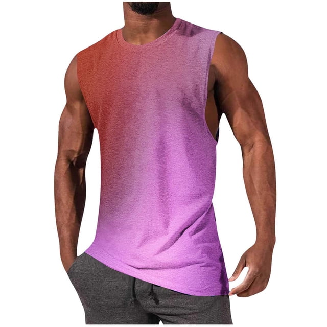 Pullover de Impresión de Moda Casual de los Hombres Cuello Redondo sin Mangas para Deportes Al Aire Libre Y Uso Diario