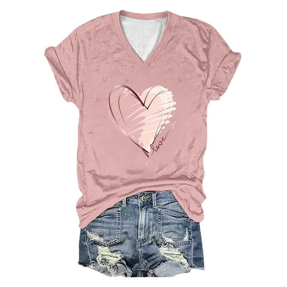 Ladies And Wind Election Blue V Neck Short Sleeved T Shirt Women'S T-Shirts Pink Xl