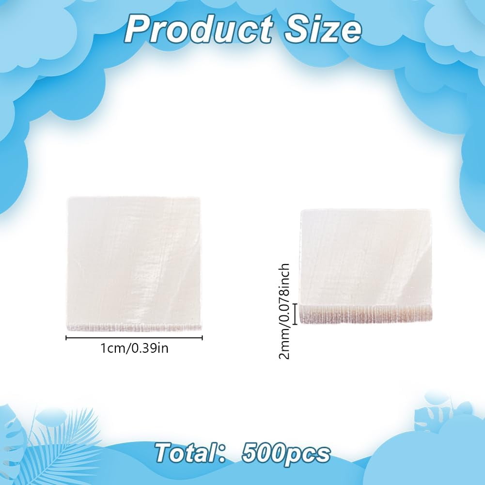 500 Pcs Natural Shell Mosaic Tiles 10x10mm Floral White Shell Square Cabochons Mosaic Mother of Pearl Pieces Bulk Shell Mosaic Tiles for DIY Mosaic Art Crafts Home Decorations