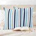 thumbnail image 3 of Blue Grey Stripe Outdoor Waterproof Pillow Covers, Geometric White Vertical Striped Decorative Square Throw Pillowcase Sofa Cushion Sham for Patio/Couch/Chair, 18"x18" 2 Pack, 3 of 8