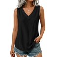 thumbnail image 4 of Sheghy Tank Tops for Women 100%Cotton Women's Solid Color V-neck Sleeveless Button Casual Cotton and Linen Top, 4 of 6