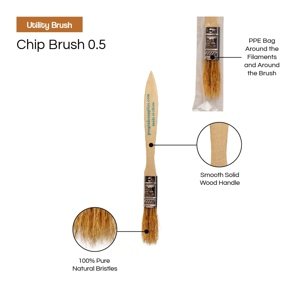 Vermeer Chip Paint Brushes - 96-Pack - 1/2" Chip Brushes for Paints, Stains, Varnishes, Glues, & Gesso - Home Improvement - Interior & Exterior Use
