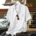 thumbnail image 2 of fartey Lightweight Cotton Linen T Shirts for Men Summer 2024 Button Down Tops Lounge Short Sleeve Lapel Shirt Loose Fitted Solid Color Tshirt Top, 2 of 6
