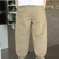thumbnail image 6 of Brondbend Cargo Pants for Kids Casual Boys' Pants Elastic Waisted Solid Color Baggy Pocket Workout Pants Loose Fall Winter Outdoor Athletic Hiking Trousers,Khaki, 6 of 6