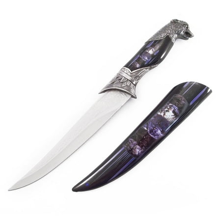 Dagger Collectible Knife Black Wolf Etched Design 7 Inch Blade with