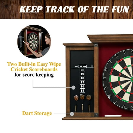 Barrington - Sherwood Wood Veneer Dart Cabinet - Brown/Black/Red
