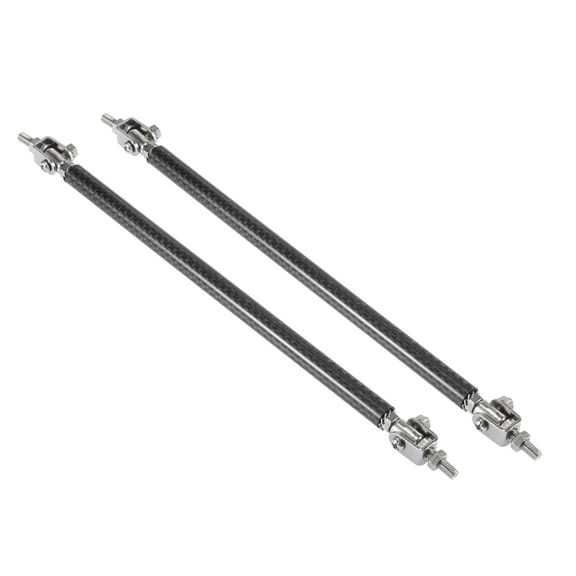 Unique Bargains 2Pcs 11"-13" Car Adjustable Front Bumper Lip Splitter Strut Tie Rod Bar Black Carbon Fiber Pattern Aluminum Alloy