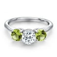 thumbnail image 3 of Gem Stone King 925 Sterling Silver White Topaz and Green Peridot Engagement Ring for Women | 2.00 Cttw | Round 6MM | Gemstone November Birthstone | Size 5, 3 of 6