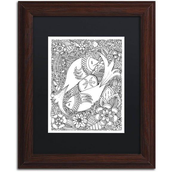 Trademark Fine Art 'Fish' Canvas Art by KCDoodleArt Black Matte, Wood Frame