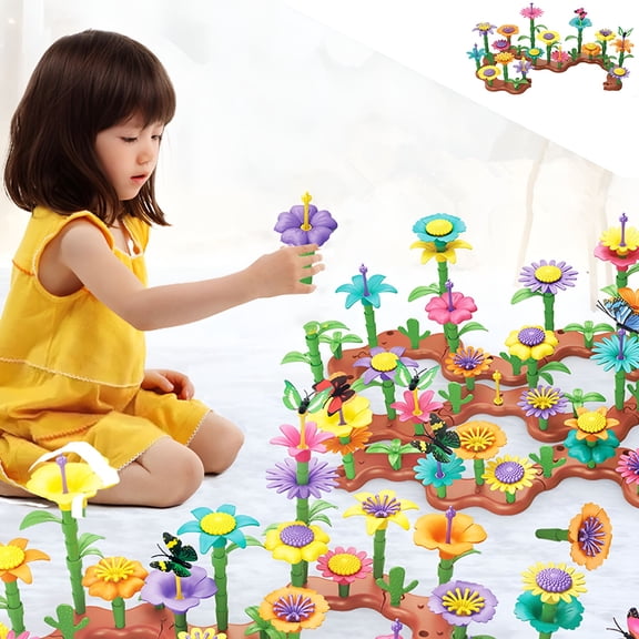CYFW Toys for 2 Year Old Boy 90-Piece Children'S Variety Garden World Assembling Garden Building Blocks Set Diy Intellectual Flower Arrangement Assembling and Building Toys