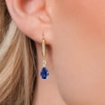 thumbnail image 3 of Gem Stone King 925 Silver and 10K Yellow Gold Blue Created Sapphire and Lab Grown Diamond Dangle Earrings for Women | 2.36 Cttw | Gemstone September Birthstone | Pear Shape 8X5MM, 3 of 6