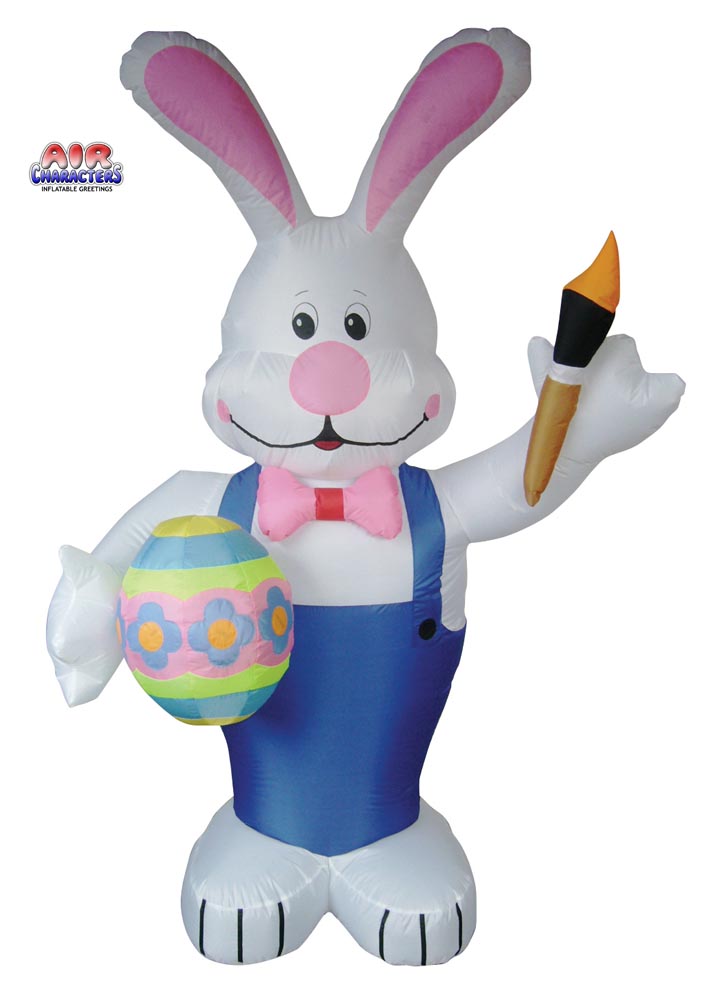 7' Air Blown Inflatable Standing Bunny Holding Egg And Paint Brush ...