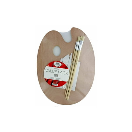 UPC: 0661670892311 | Art Advantage FAN-60/321Art Advantage Wood Palette Value-Pack with Free Brushes and Knives (WP1216-VP)