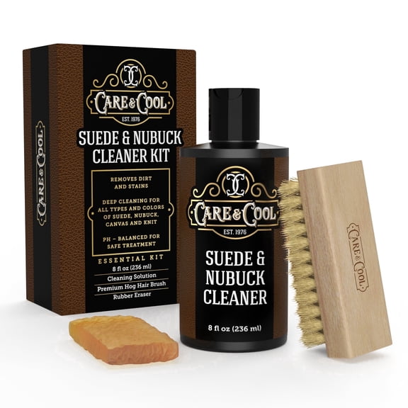 Suede & Nubuck Cleaner Kit (8 oz) Restores Color & Vibrancy to Shoes Clothes, and Furniture (Essential Kit)