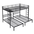 thumbnail image 6 of Harper & Bright Designs 3 in 1 Bunk Bed Full Over Twin & Twin Size Bunk Bed, Metal Bunk Bed Frame with Built-in Shelf, Black, 6 of 12