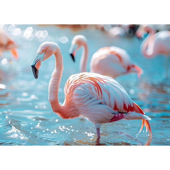 Modern Beautiful Pink Flamingo Animal Fashion Posters Prints Canvas Paintings Wall Art HD Pictures For Living Room Home Decor50 x 70 cm, frameless,SKU-08