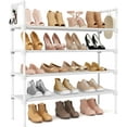 thumbnail image 1 of Zapatero de 4 niveles para clóset organizador de zapatos con 5 ganchos, estante largo para zapatos y botas, estante apilable, última intervensión de pie para entrada, cochera, espacios, 1 of 5