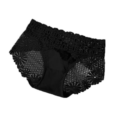 

Qcmgmg Women Underwear Mid Waisted Panties Lace Briefs