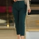 thumbnail image 4 of ulafbwur Pantalones De Mujer Pantalones De Traje Plisados De Cintura Alta Bolsillos Noveno Largo Color Sólido Pierna Recta Negocios, 4 of 4
