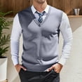thumbnail image 2 of RMGVDSD Stylish Men's Sweater Vest Mens Sweater Vests Casual Fall Sleeveless V Neck Knit Pullover Loose Fit Versatile Layering Casual Outings Wear Soft Knit Sweaters, 2 of 5