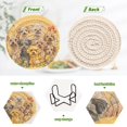 thumbnail image 4 of Haosy Set of 6 Drink Woven Coaster with Holder Heat Resistant Non-Slip Bar Coasters 4 Inches Cute Dogs with Happy and Joyful, 4 of 7