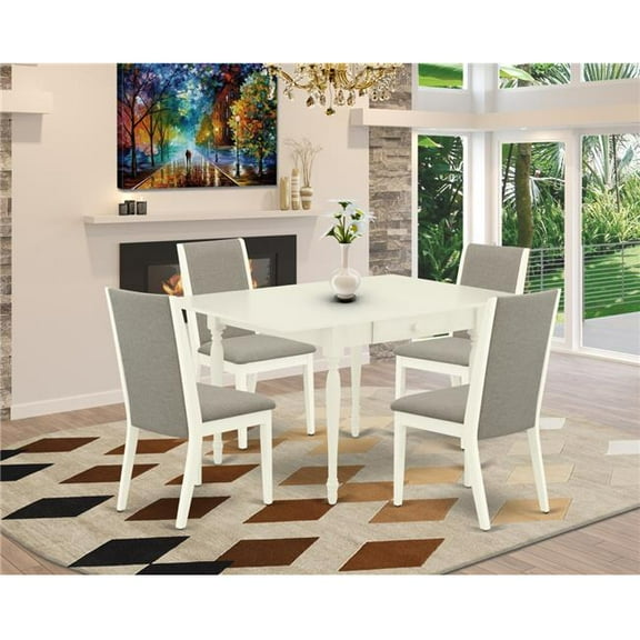 5 Piece Monza Dining Room Table Set - Linen White & Shitake