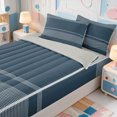thumbnail image 3 of Erosebridal Minimalist Stripe Zipper Full Size Comforter Sets with Fitted Sheet and 2 Pillowcases,Linear Lines Zipper Bedding Set,Light Gray Reversible,4pcs, 3 of 7