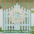 thumbnail image 3 of 26" Spring Wreath for Front Door, Easter Valentines Wild Floral Summer Wreaths, Mantel Porch Wall Wedding Living Room Home All Season Decor (White-x), 3 of 8