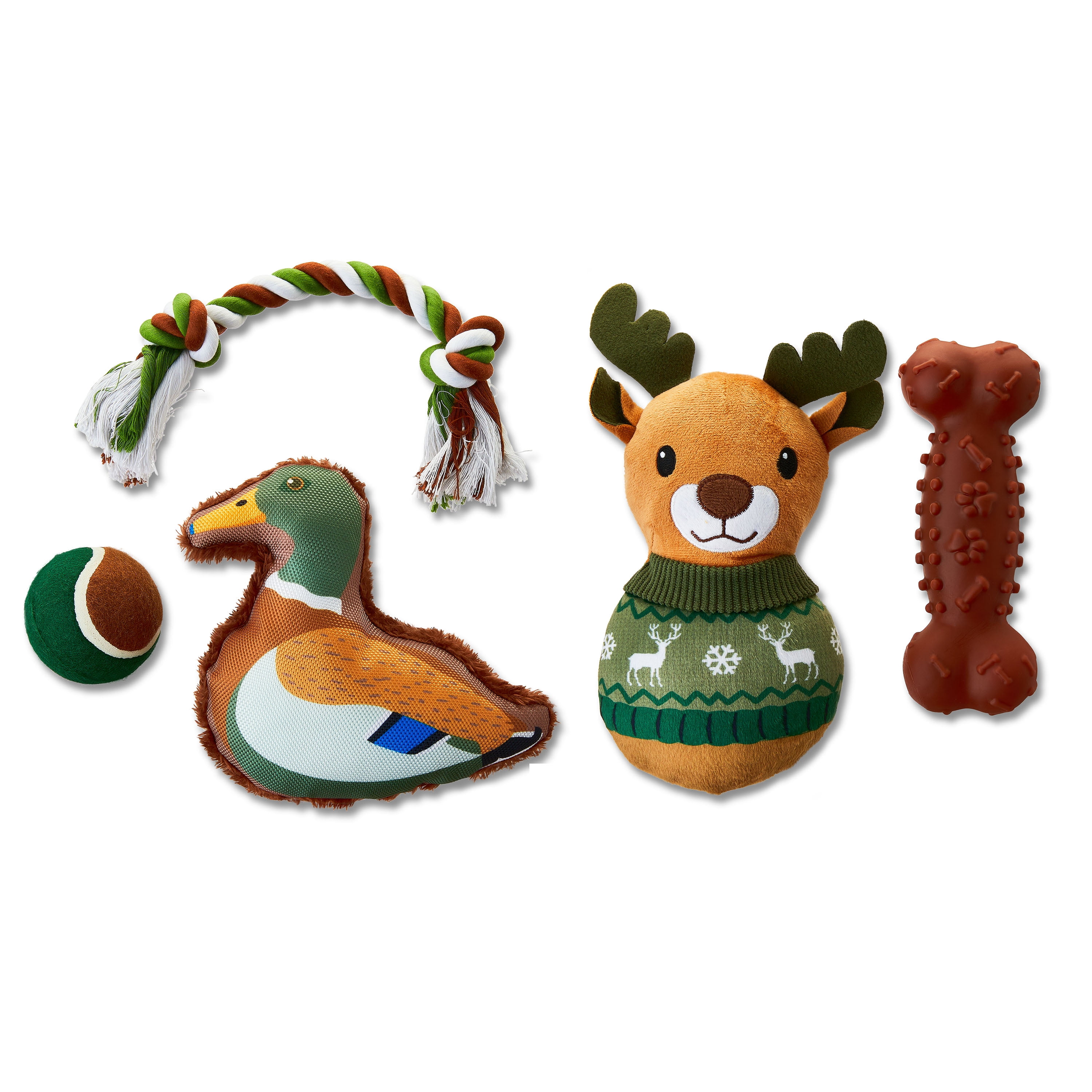 Vibrant Life Dog Toys Christmas Stocking, Reindeer, 5 Pieces