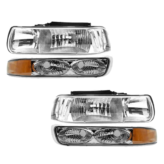 Headlights Assembly Turn Signal Lamp for 2001 2002 Chevrolet Silverado 1500 HD 8 Cyl Without bulb(s) Headlight Assembly Pair Faros Delanteros