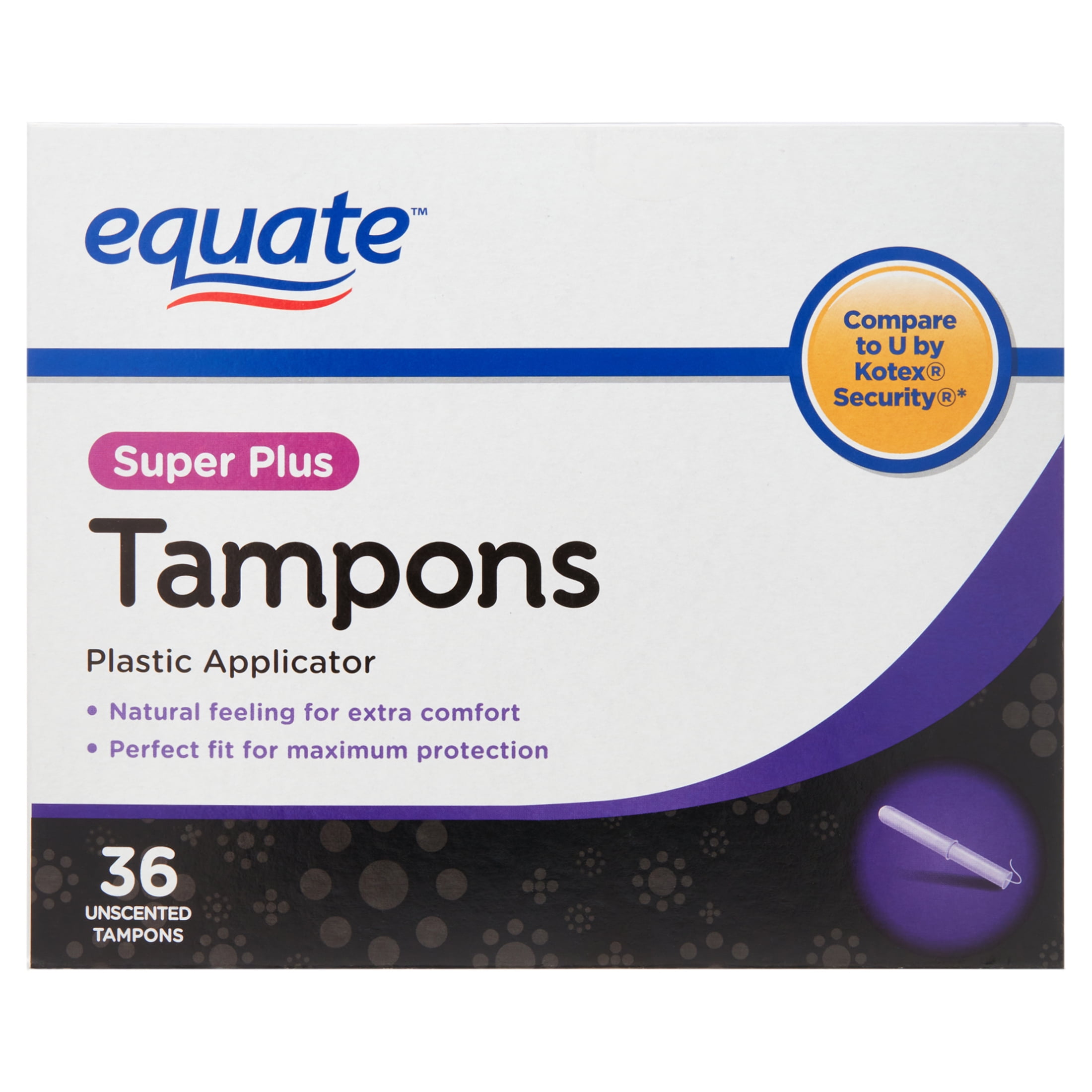 Equate Tampons with Plastic Applicators, Unscented, Super Plus (36