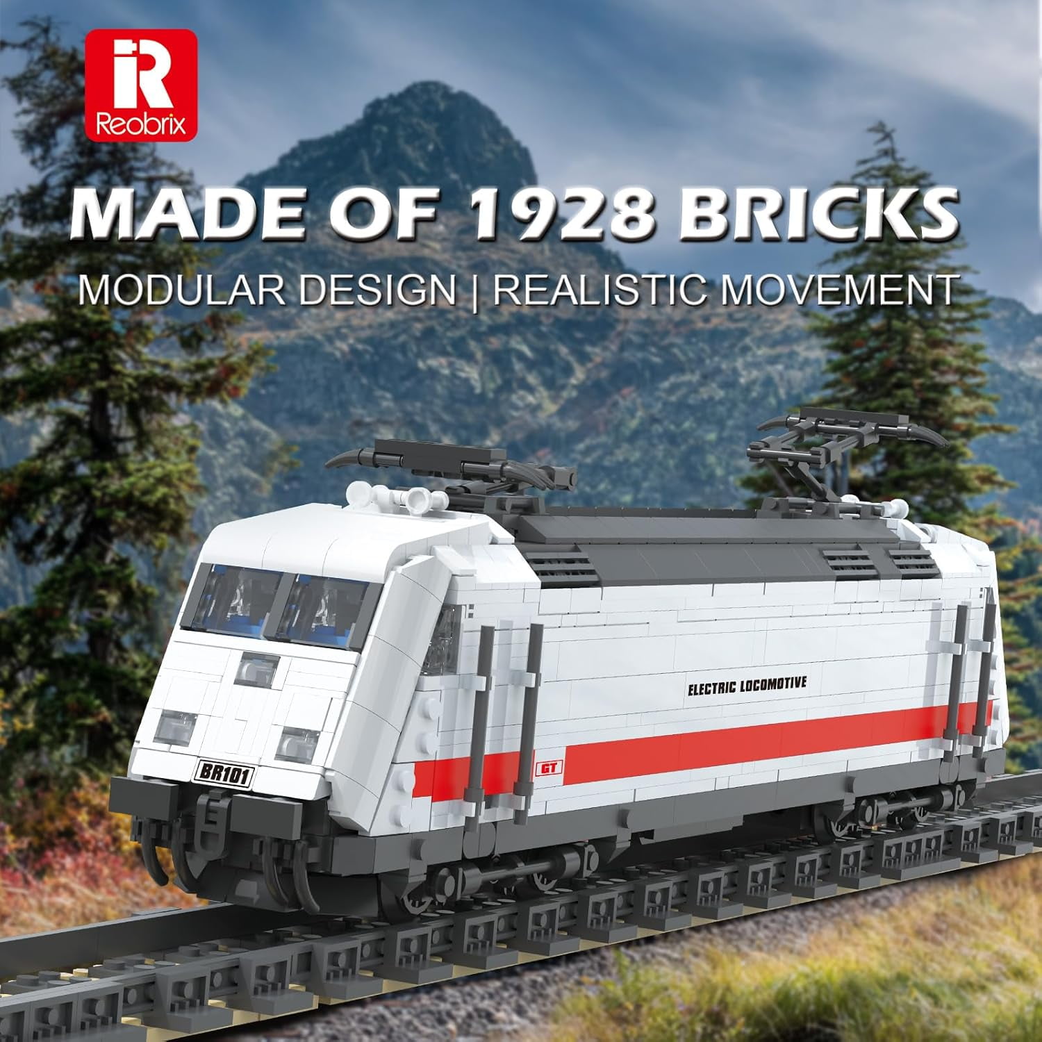 Reobrix Train Building Blocks Set 66802, German BR101 Electric Locomotive Building Toy Model Kit, Collectible Rail Train Display Model for Home Decor, Birthday Gifts for Adults Boys 14+ (1928 PCS)