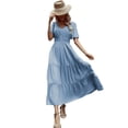 thumbnail image 2 of adviicd Robes d'Été pour Femmes Robe d'Été Florale Décontractée Col en V à Volants Sans Manches Ourlet Plissé Midi Robe de Soleil BU2,S, 2 of 5
