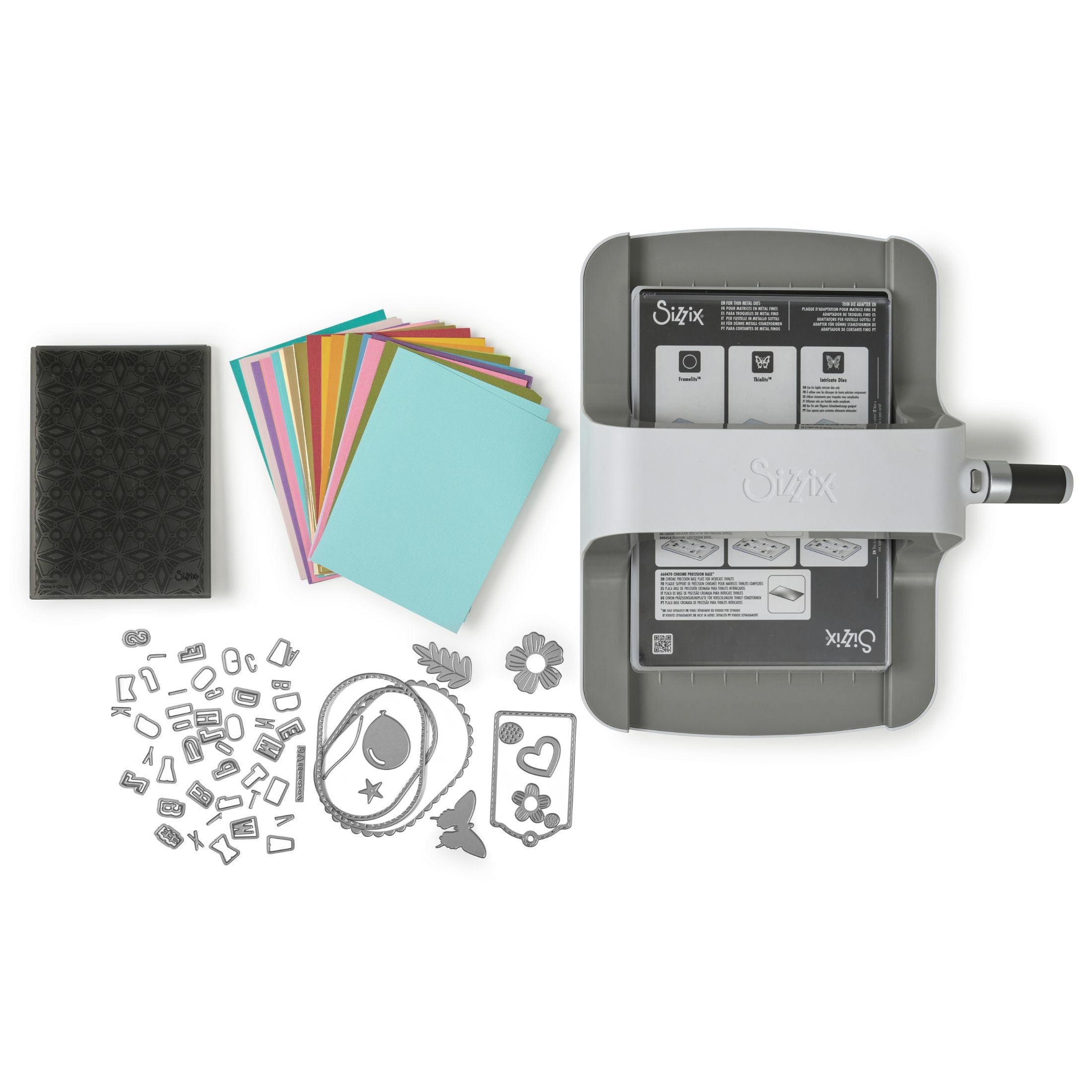 Sizzix Big Shot Machine with Starter Kit, 6" Die-Cutting and Embossing Machine with Cutting Dies, Embossing Folder and Cardstock