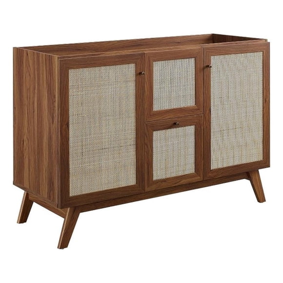 Pemberly Row 48" Single or Double Sink Comp Bathroom Vanity Cabinet - Walnut