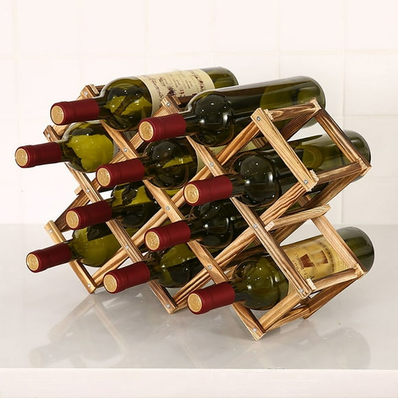 Supports Pliables pour 10 Bouteilles en Bois Empilables pour Cave à Vin, Supports de Rangement de Comptoir