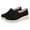 Black, variant on Women's Leather Platform Loafers Shoes, Faux Suede Moccasins Good Arch Slip On Loafer Non-Slip Thick Sole Comfort Wide Low Top Shoe