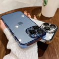 thumbnail image 3 of Luxury Plating Clear Phone Case For IPhone 15 14 11 12 13 14 Pro Max Mini XS X 15 Plus Silicone Soft TPU Lens film Protect Cover RJ RJ, 3 of 6