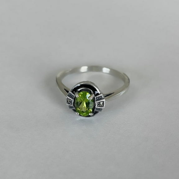 Oval Cut Natural Peridot Ring 925 Sterling Silver Ring August Birthstone Anniversary Gift Ring For Women