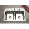 Houzer Glowtone 33 in Stainless Steel Topmount 3-hole 50/50 Double Bowl 9 in Deep Kitchen Sink - 3322-9BS3-1