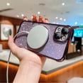 thumbnail image 4 of Magnetic Case for iPhone 15, [Compatible with MagSafe] Non-Yellowing Glitter Shining Paper Clear Case for Women Girls, Rugged Shockproof Protection Phone Cover for iPhone 15,Darkpurple, 4 of 9