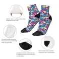 thumbnail image 5 of Rateoe Skull blue leaf Pattern Quarter Crew Socks,Toe Seamed Ankle Socks,Cotton Cushioned Breathable Athletic Crew Sports Socks, 5 of 7
