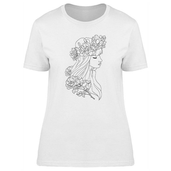 A Girl With Flowers  T-Shirt Women -Image by Shutterstock, Female Small