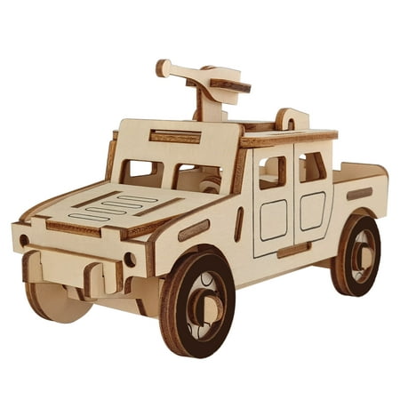BestPysanky 44 Pieces Army Truck with Machine Gun Model Kit - Wooden Laser- Cut 3D (Best Machine Gun Games)