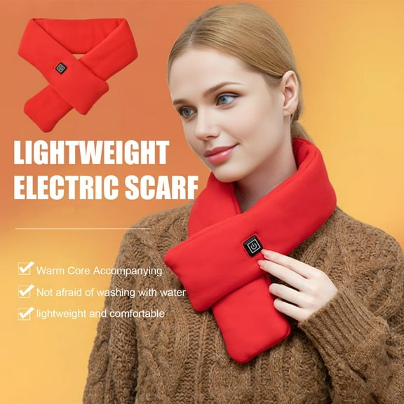 harmtty Heated Scarf Waterproof Fabric Fast Heating Electric Heated Scarf Rechargeable 3 Temp Settings Winter Scarf