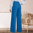 thumbnail image 4 of Favoffer Women's High Waist Suit Pants Solid Color Elastic Waist Straight Wide Leg Pocket Casual Work Trousers Business Office Bottom for Commute Travel, 4 of 8