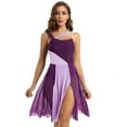 thumbnail image 1 of TiaoBug Robe Justaucorps Sans Manches Patchwork Coloré Moderne Contemporain pour Femmes Costume de Danse de Salon Violet P, 1 of 7